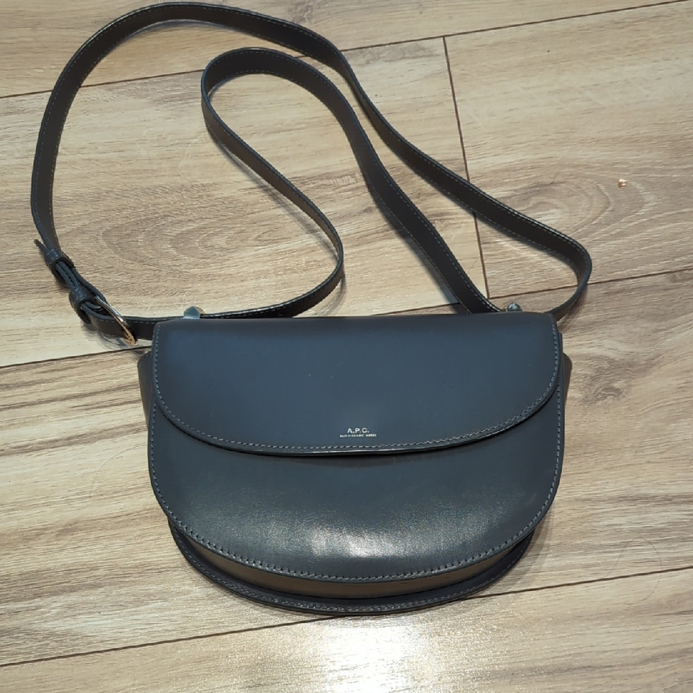 A.P.C. Geneva Grey Leather Crossbody Bag
